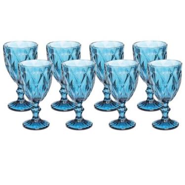 Imagem de kit 8 Copo Taça de Vidro Diamante Azul Para Agua 300ml - Ecos, Diamant