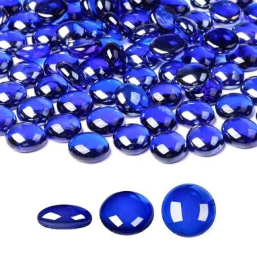 Imagem de SUREAM Contas de vidro para vasos, enchimento de vaso de 500 g para centros de mesa, contas de enchimento de vaso para mesa, aquário, cascalho, decoração de casa (azul escuro)