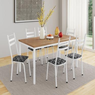 Imagem de Conjunto de Mesa com 6 Cadeiras Adriana Branco/ Mosaico Silver/ Demolição