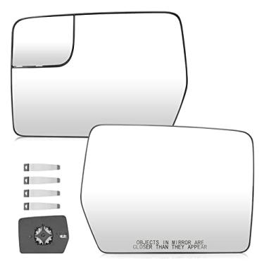 Imagem de Youxmoto Espelho de vidro aquecido do lado esquerdo e do passageiro do motorista, substituição para Ford F150 2011 2012 2013 2014 vidro retrovisor com suporte traseiro, Bl3Z-17K 1 par (esquerda +