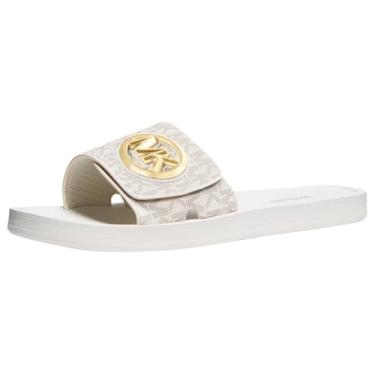 Imagem de Michael Kors Sandália esportiva feminina Mk Charm Slide, Baunilha, 5