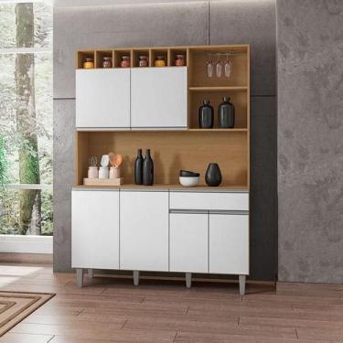 Imagem de Armário para Cozinha Kit Ambiente Alice Amêndoa Branco - AJL - AJL Móv