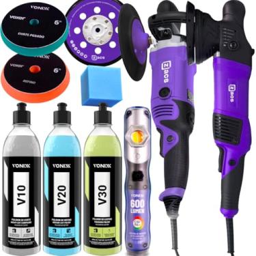 Imagem de Kit de Polimento Profissional Yamase - Politriz Rotativa e Roto-Orbital Zacs + Sistema Polidor Vonixx V10 V20 V30