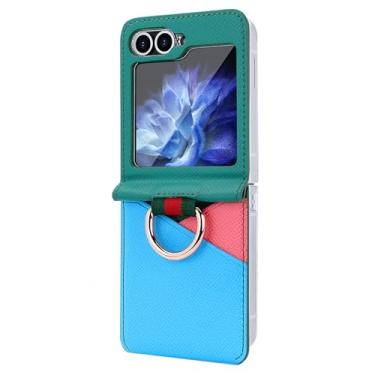 Imagem de HAO RIYLN Capa de couro para Samsung Galaxy Z Flip6, capa de telefone comercial ultrafina com slots de cartão bloqueio RFID capa à prova de choque, verde, Z Flip6