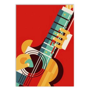 Imagem de Placa Decorativa Guitarra Ilustração Desenho Minimalista Musica Rock Decoração Poster Quarto Sala