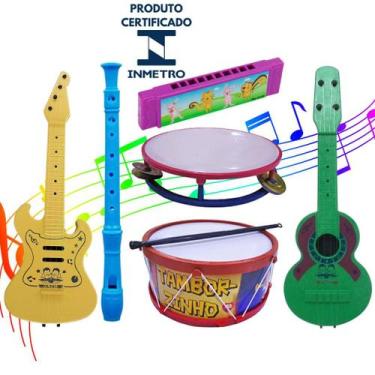 Imagem de Kit Gaita Viola Tambor Prenda Infantil 6 Intrumentos Brinquedos Educac