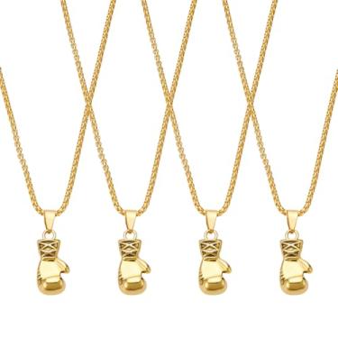 Imagem de UNICRAFTALE 4 peças de colar com pingente de luvas de boxe para homens, colar de metal punk, pingente, presente, ajustável, esportivo, fitness, colares, Metal, Sem Pedra Preciosa