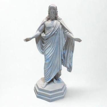 Imagem de Escultura Jesus Oxalá Vintage Branco e Azul 23,5 cm Resina - Lua Místi