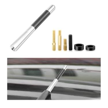 Imagem de Yourkar Antena curta para carro, antena curta de alumínio de 12 cm para montagem automática no telhado, substituição de mastro de antena de rádio com parafusos universais para a maioria dos veículos