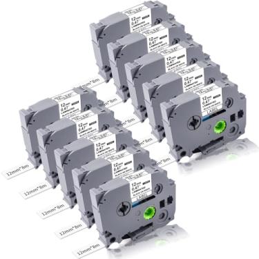 Imagem de TZe-231 12 mm 0,47 fita branca laminada TZe compatível com Brother P Touch Label Tape TZe231 12 mm preto sobre branco para Brother PT-H110 PTD210 D220 D400 D460 D600, 10 pacotes