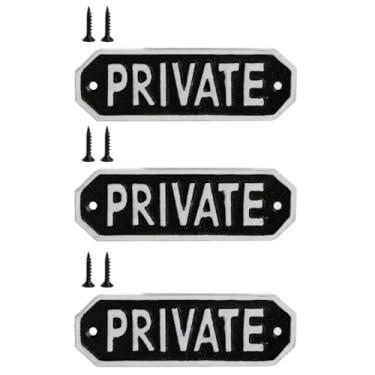 Imagem de Placa privada - placas privadas de ferro fundido preto e branco, pacote com 3