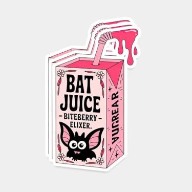 Imagem de Pacote de adesivos de suco de morcego - 3 peças fofos adesivos de vinil de desenho de vampiro gótico de Halloween para laptop, garrafa de água, caderno, álbum de recortes