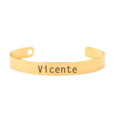 Imagem de Bracelete Personalizado Gravação Nome Vicente Banhado Ouro 18K - 999003222-Feminino