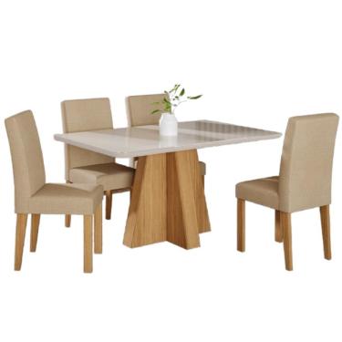 Imagem de Sala de Jantar Patricia/Maite 1,30 Com 4 Cadeiras Nature/Off White/Gengibre Cimol