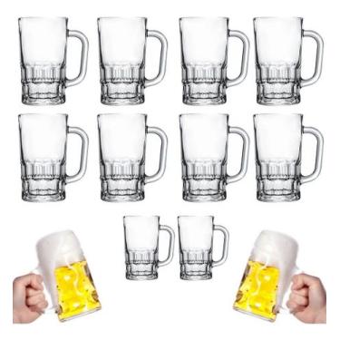 Imagem de Jogo De 8 Canecas Chopp Vidro Copos Cerveja Festa 300ml - Embralumi