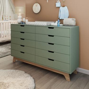 Imagem de Cômoda para Quarto Infantil 10 Gavetas 100% Mdf Alice Verti/Freijó