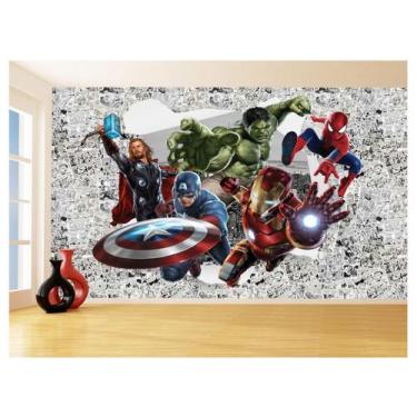 Imagem de Papel De Parede 3D Heróis Página Quadrinhos Hq 3,5M Nhma265 - Você Dec