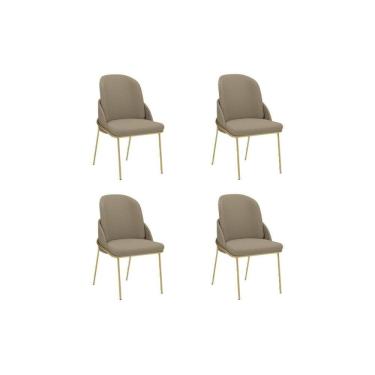 Imagem de Cadeira Sala de Jantar Vitta Kit 4 un Metal Linho/Bege - DJ Móveis