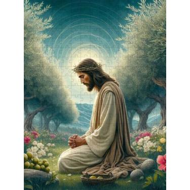 Imagem de Quebra-Cabeça Religiosos Jesus no Horto de 120 peças em MDF - Coleção 