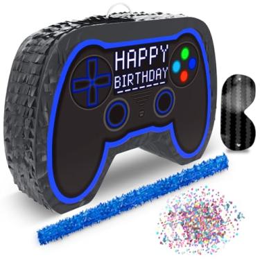 Imagem de Controle de videogame azul (pequeno palito incluído) 44,5 cm x 28 cm x 12,7 cm, perfeito para festas de jogos de aniversário, decoração de festa, festas temáticas de jogos e outras decorações - Get a pinata