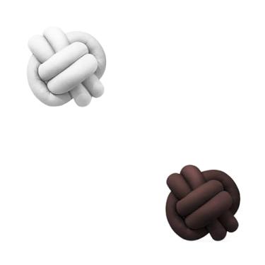 Imagem de Almofadas De Nó 28cm x 28cm Lindas Decorativas Sala Sofá Cama Cores (BRANCO E MARROM)