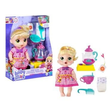 Imagem de Baby Alive Festinha do Chá LaLa GooGoo boneca loira em plástico, brinquedo infantil interativo com acessórios de chá, presente para meninas e meninos a partir de 3 anos