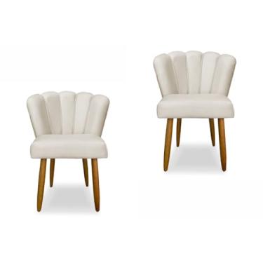 Imagem de Kit com 2 Cadeiras Pétala Veludo Confortável Pratica Maravilhosa Sala Quarto Cozinha Salão (BEGE)