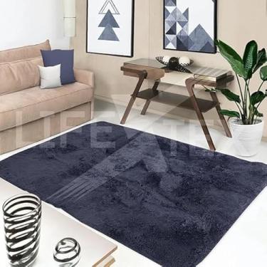 Imagem de Tapete Peludo Retangular para Sala, 200 x 150 cm, Bege, Estilo Glamour, Macio e Resistente (Cinza)