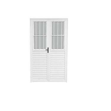 Imagem de Porta dupla social 2.10x1.20 branco linha 25 - ESQUADRIAS NOVO LAR, pr