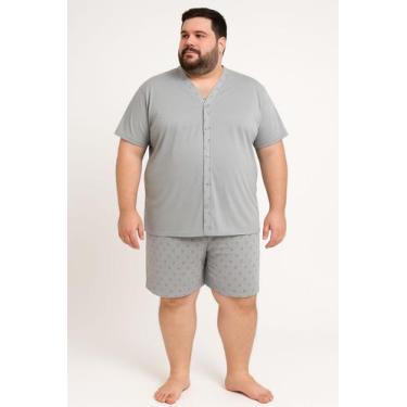 Imagem de Pijama Masculino Adulto Plus Size Botão Tamanho Grande G1 G2 G3 Manga 