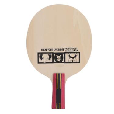 Imagem de Mesa Tennis Racket Paddle Equipamento de treinamento profissional para crianças iniciantes 5 camadas Pure Wood Basswood Riceboard com padrões de animais Design elegante (Penhold curta alça)