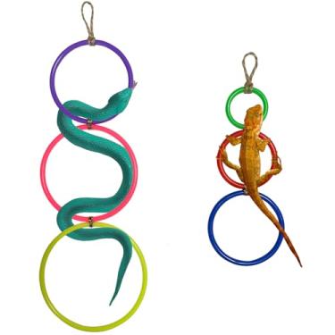 Imagem de 2 peças de anéis coloridos de enriquecimento de cobra para bola Python Playground Brinquedos de escalada para milho Snake Enriquecimento de Cobra Brinquedos Adequado para Dragão Barbudo, Camaleão