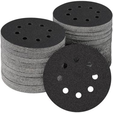 Imagem de POTUINOM 100Pcs 5" Discos De Lixa De Carboneto De Silício 80 Grãos, Úmido Seco Orbital 5 Lixadeira Gancho E Disco De Lixa De Laço, Melhor Para Metal, Automotivo, Polimento De Madeira