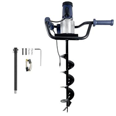 Imagem de JACKCHEN Escavador elétrico de furo de poste de 1500W, eixo helicoidal de terra com broca helicoidal de 15 cm, escavador elétrico de orifício de poste de trado de terra, ideal para escavação de furos