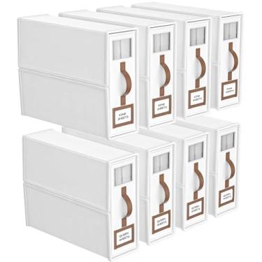 Imagem de BigPonPon Pacote Com 8 Organizadores E Armazenamento De Lençóis (Tamanho King), Organizador Dobrável Alça Para Armário Roupa Cama, Capa Edredom (Branca)