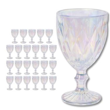 Imagem de Conjunto com 24 Taças Diamond Furta-Cor 340 ml Dona Laura – Bico de Jaca para Água, Suco e Vinho