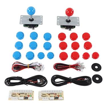 Imagem de Zaweliyo 2 Jogador Diy Arcadegame Kit - Codificador de Joystick Plug & Play USB, 2 BOLURS MANDILHAS E 20 BOTTNS | Fight Stick Personalizável para Jogos Retro do PC (Vermelho azul)
