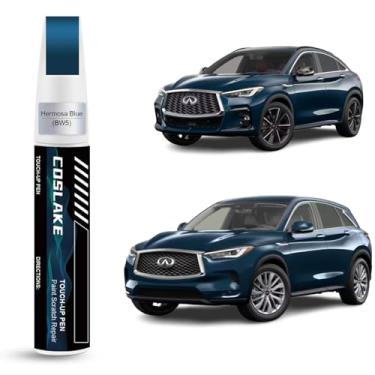Imagem de COSLAKE Tinta de retoque de carro (Hermosa Blue(BW5)) para INFINITI, kit de reparo de arranhões de pintura de carro, solução rápida e fácil de reparar, caneta removedor de arranhões 2 em 1 com 2