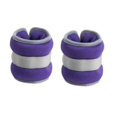 Imagem de Vaveren 2x Pesos de Pulso/Tornozelo para Homens Mulheres Equipamento de Treino À Prova de Vazamentos Braço Perna Pesos Alça Ajustável para Fitness Corrida, 0.5 Kg Roxo