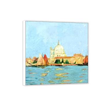 Imagem de MUHJDYC Pintura famosa de arte de parede Jane Peterson, reprodução de pôster de pintura branca para decoração de sala de estar (Dia ensolarado Veneza) 60 x 60 cm - 23 x 23 pol