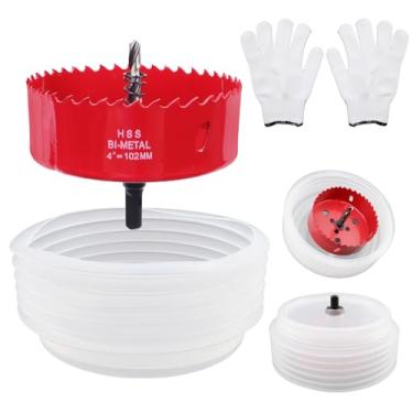 Imagem de Crapyt Serra de furo de 102 mm para luzes embutidas, cortador de furo com coletor de poeira para corte de metal de madeira e plástico, conjunto de kit de serra para teto, drywall, orifício de