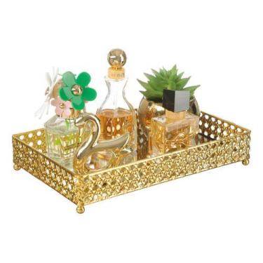 Imagem de Bandeja Decorativa Espelhada P/ Banheiro Maquiagem Lavabo - PGB, Doura