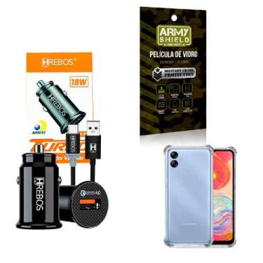 Imagem de Kit Carregador Veicular Turbo 18w com Capinha Samsung A04E + Película 
