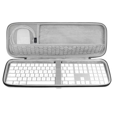 Imagem de Geekria Estojo de transporte para teclado, bolsa de viagem protetora rígida. Compatível com teclado Apple Magic com teclado numérico e capa combo Apple Magic Mouse (cinza claro)