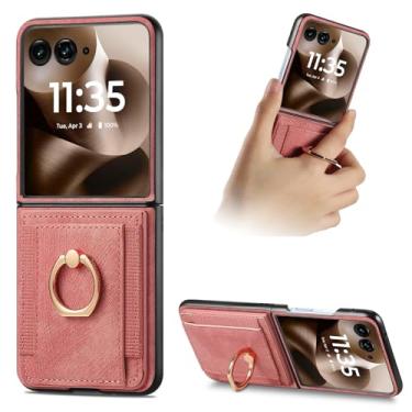 Imagem de Capa carteira para celular Motorola Moto Razr Ultra 2025 com suporte para cartão, suporte de anel giratório integrado, capa protetora de couro PU para mulheres e meninas Motorola Moto Razr 60 Ultra