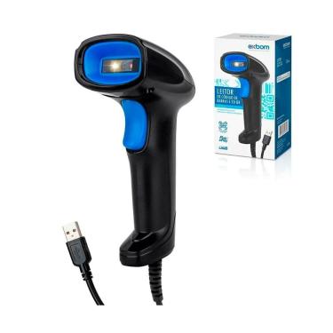 Imagem de Leitor de Código de Barras Laser - Exbom LCB-Q210 - USB - Lê produtos, QR Code e NFe - 2D - Preto