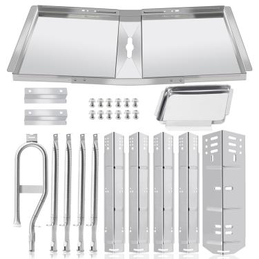 Imagem de Criditpid Peças de reposição de churrasqueira para queimador Dyna Glo 5 DGH474CRP, DGH485CRP, DGH483CRP, 4 queimadores DGH450CRP, bandeja de graxa ajustável de 61.0 cm-76.2 cm kit de placas de calor