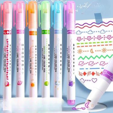 Imagem de Caneta Carimbo Roller Kit com 6 Cores Canetinha Marca Texto - NoBrand,