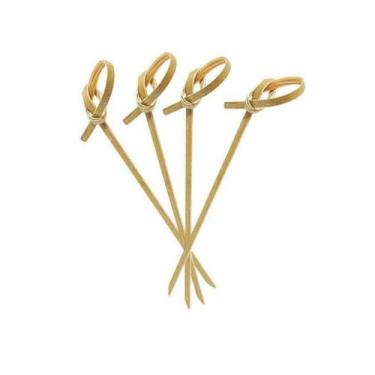 Imagem de Espeto Palito Bambu Nó 9 Cm Petisco Festa Porção Buffet 100 un - Komat