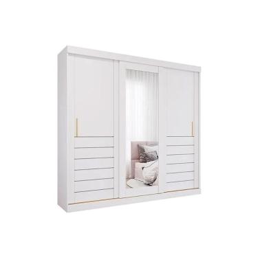 Imagem de Guarda Roupa Casal 3 Portas de Correr (1 c/ Espelho) e 6 Gavetas Cecilia Branco - Panan